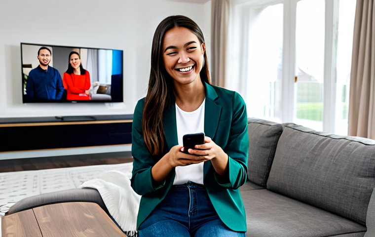 AR Product Experience**

"A fully clothed woman in her late 20s, wearing casual, modest attire, smiles as she uses her smartphone in her living room. Projected via AR onto her phone's screen is a realistic rendering of a new sofa, seamlessly integrated into her living room environment. The room is brightly lit and decorated in a modern style. Safe for work, appropriate content, perfect anatomy, natural proportions, professional, modest, family-friendly, showcasing innovative technology for home decor."

**