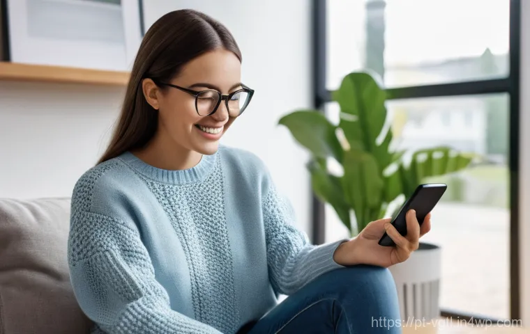 증강 현실의 경제적 효과 분석 - A young, smiling woman in her late 20s, dressed in stylish casual clothes (jeans and a comfortable s...