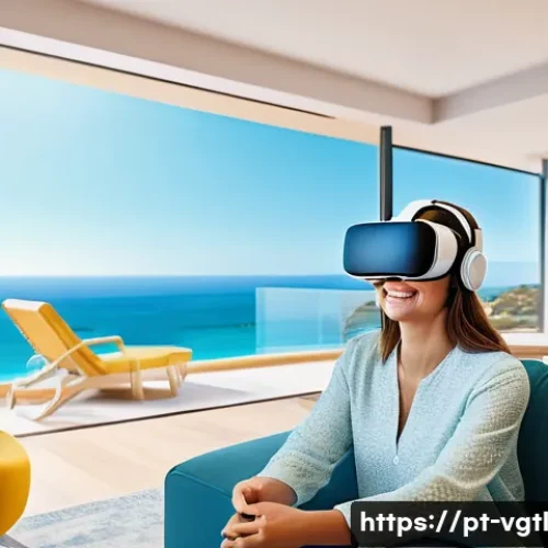 가상 현실 여행의 경제적 효용 - **Prompt 1: Immersive VR Hotel Tour**
    "A smiling adult woman, fully clothed in comfortable, styl...
