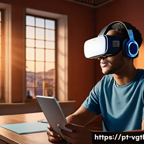 가상 현실의 경제적 효과 예측 - **Prompt: Immersive Education in Virtual Reality**
    "A young adult student, appearing to be in th...