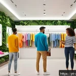 증강 현실 광고 캠페인 성공 사례 - A vibrant Brazilian retail store interior showcasing augmented reality technology in use: a diverse ...