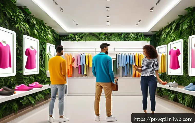 증강 현실 광고 캠페인 성공 사례 - A vibrant Brazilian retail store interior showcasing augmented reality technology in use: a diverse ...